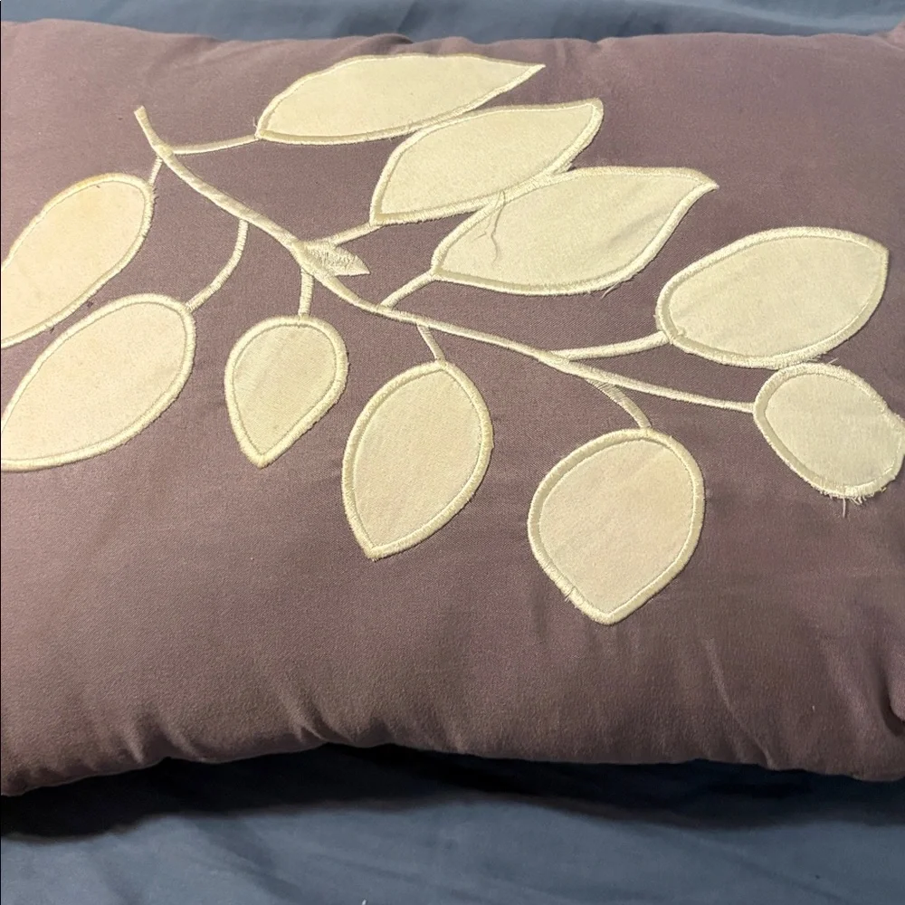 Mauve Pillow with Leaf Design 14/10 one stain. Loose string
